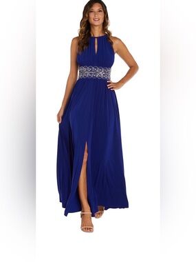 R & M Richards Beaded Waist Royal Blue Long Formal Fairy Gown Sz 16P NWT!